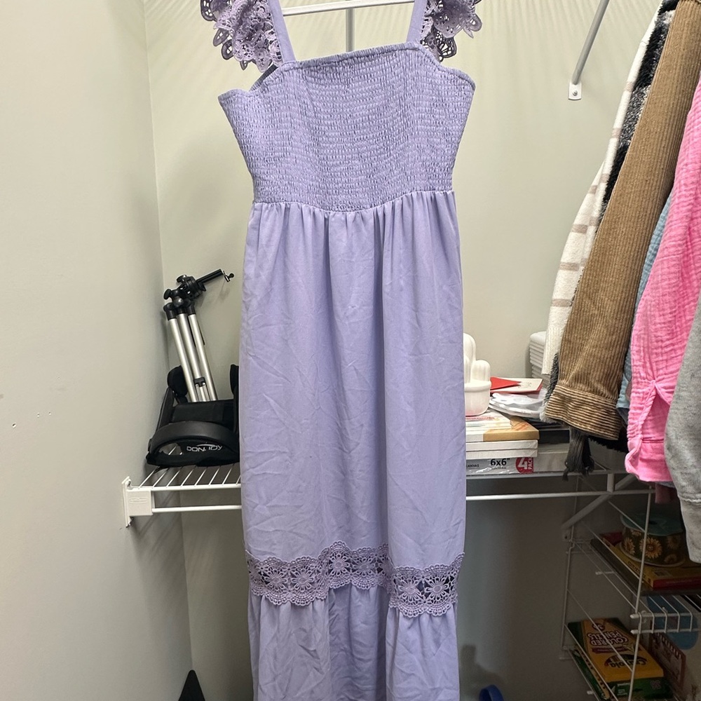 Lavender Lace Trim Dress